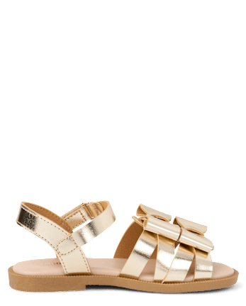 Girls Metallic Bow Sandals - Little Essentials