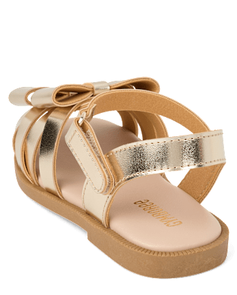 Girls Metallic Bow Sandals - Little Essentials
