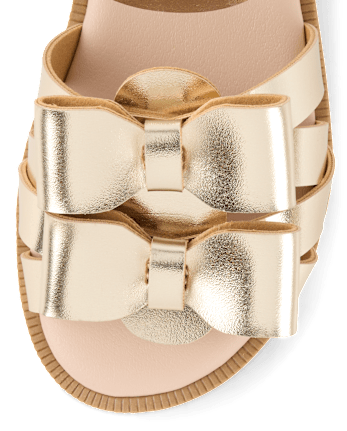 Girls Metallic Bow Sandals - Little Essentials