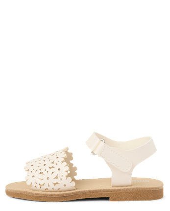 Girls Perforated Floral Sandals - Little Essentials