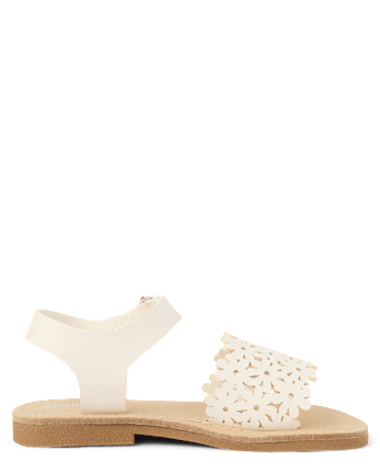 Girls Perforated Floral Sandals - Little Essentials