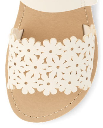 Girls Perforated Floral Sandals - Little Essentials