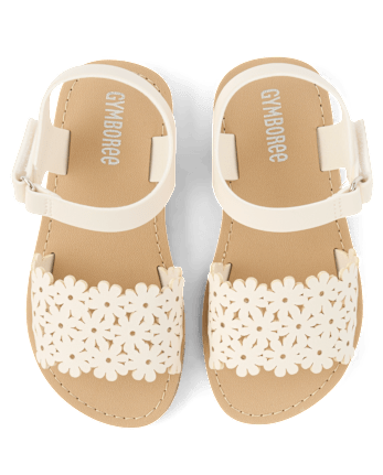 Girls Perforated Floral Sandals - Little Essentials