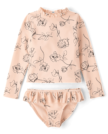 Girls Floral Rashguard Tankini Swimsuit - Swim Shop