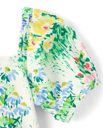 Girls Floral Puff Sleeve Tankini Swimsuit - Swim Shop
