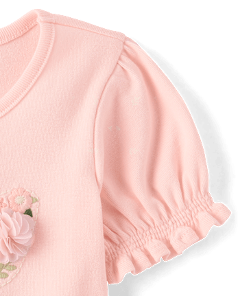 Haut à manches bouffantes brodé pour fille - Jardin enchanté