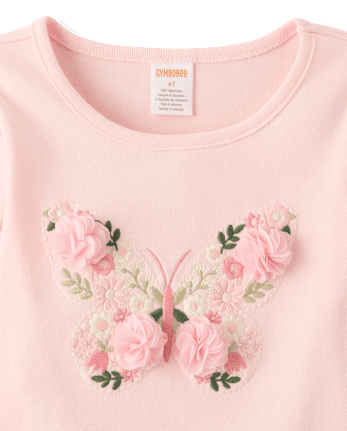 Haut à manches bouffantes brodé pour fille - Jardin enchanté