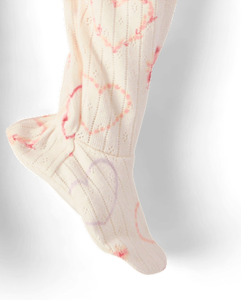 Baby Girls Floral Heart Pointelle Footed One Piece Pajamas - Gymmies