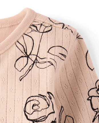 Baby Girls Rose Pointelle Snug Fit Cotton Footed One Piece Pajamas - Gymmies