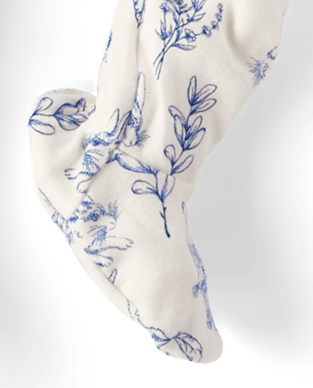 Pyjama une pièce en coton à pieds, coupe ajustée, motif toile de Jouy, pour bébé lapin - Gymmies