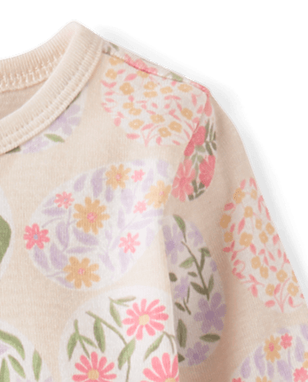 Baby Girls Floral Easter Egg Snug Fit Cotton Footed One Piece Pajamas - Gymmies
