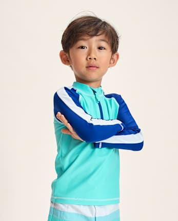 Boys Colorblock Quarter Zip Rashguard - Swim Shop