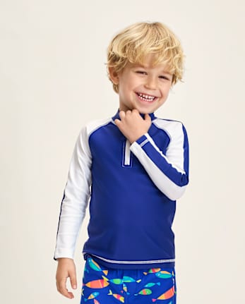 Boys Colorblock Quarter Zip Rashguard - Swim Shop