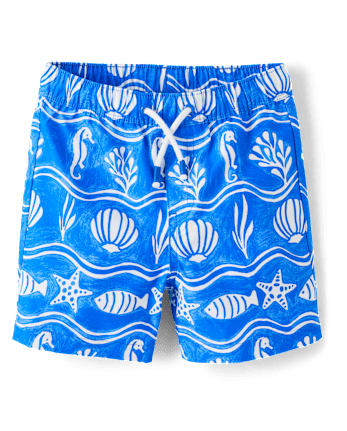 Boys Sea Creature Fairisle Swim Trunks - Swim Shop
