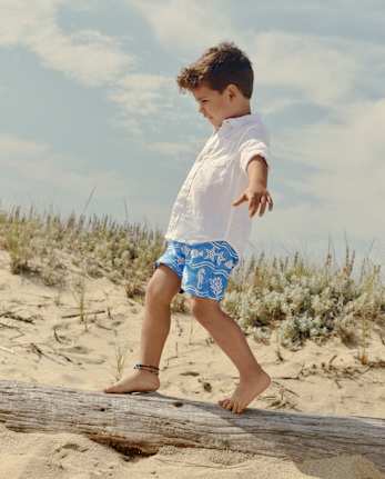Boys Sea Creature Fairisle Swim Trunks - Swim Shop