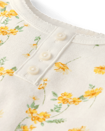Girls Floral Snug Fit Cotton Henley Pajamas - Gymmies