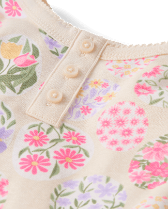 Girls Floral Easter Egg Snug Fit Cotton Henley Pajamas - Gymmies