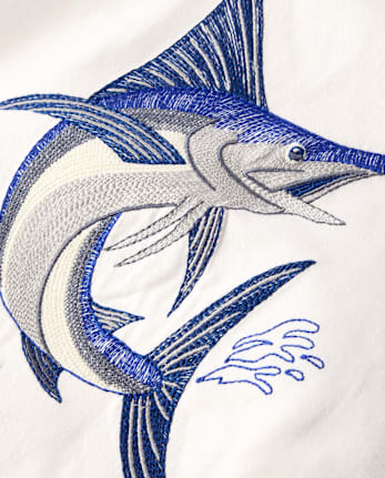 Haut à volants brodé espadon pour garçon - Driftwood Bay