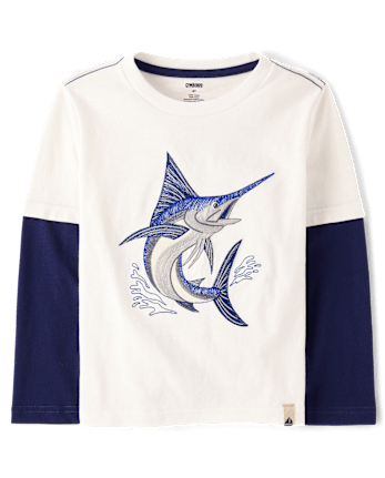 Haut à volants brodé espadon pour garçon - Driftwood Bay