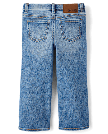 Girls Floral Crochet Applique Wide Leg Jeans - Driftwood Bay