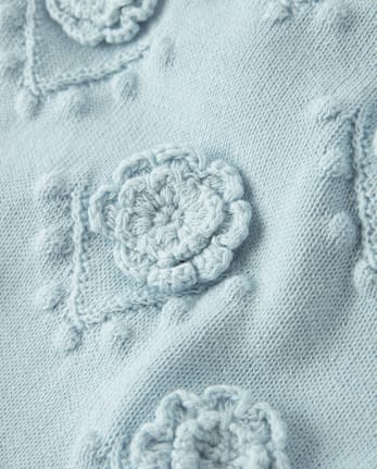 Girls Crochet Floral Drop Waist Tiered Sweater Dress - Driftwood Bay