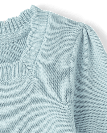 Girls Crochet Floral Drop Waist Tiered Sweater Dress - Driftwood Bay