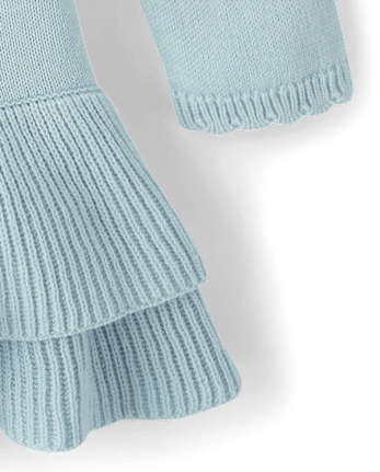 Girls Crochet Floral Drop Waist Tiered Sweater Dress - Driftwood Bay