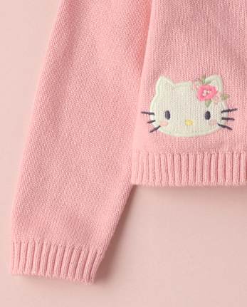 Baby Girls Hello KittyÂ® Applique Floral Cardigan