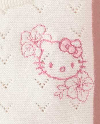 Baby Girls Hello KittyÂ® Embroidered Floral Pointelle 3-Piece Sweater Set
