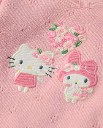 Baby Girls Hello Kitty® And Friends Applique Pointelle 3-Piece Sweater Set