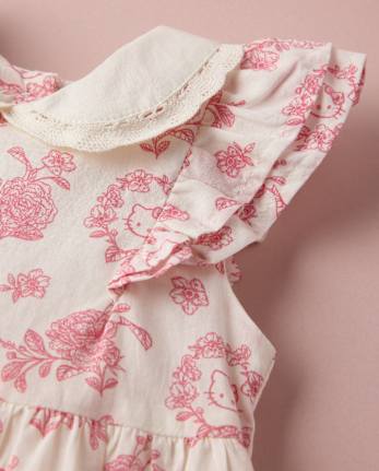 Baby Girls Hello KittyÂ® Floral Toile Dress 2-Piece Outfit Set