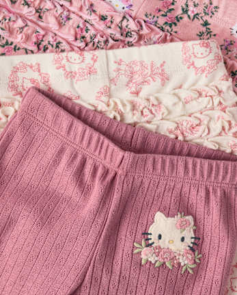 Baby Girls Hello Kitty® Floral Toile Ruffle Leggings 3-Pack
