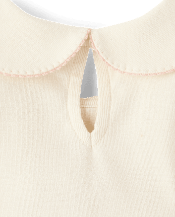 Girls Embroidered Bow Peter Pan Top - Petit Paris