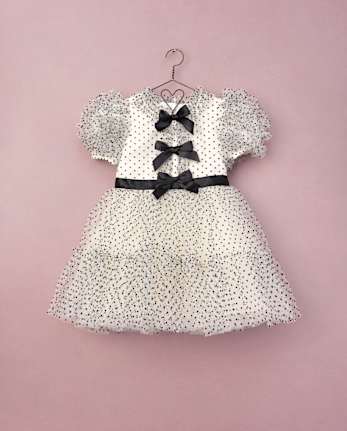 Girls Flocked Dot Bow Tulle Ruffle Dress - Marchesa Mini x Gymboree