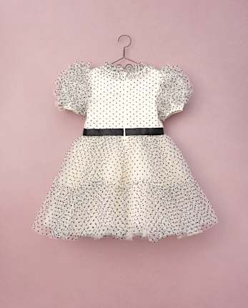 Girls Flocked Dot Bow Tulle Ruffle Dress - Marchesa Mini x Gymboree