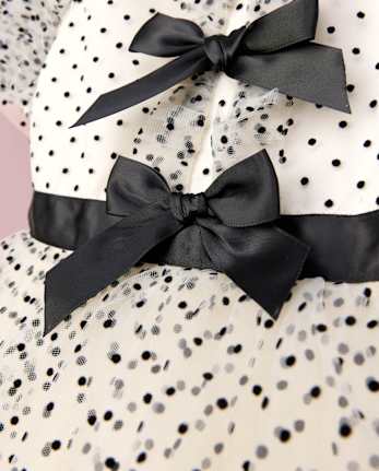 Girls Flocked Dot Bow Tulle Ruffle Dress - Marchesa Mini x Gymboree