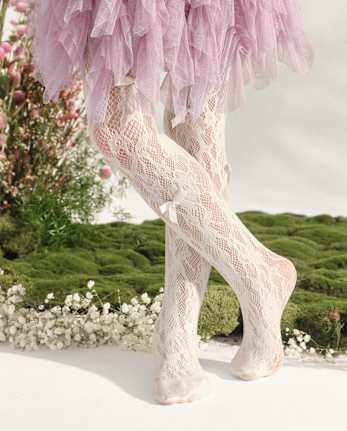 Girls Bow Lace Microfiber Tights - Marchesa Mini x Gymboree