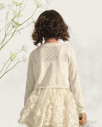 Girls Rosette Scalloped Pointelle Cardigan - Marchesa Mini x Gymboree