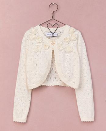 Girls Rosette Scalloped Pointelle Cardigan - Marchesa Mini x Gymboree