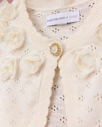 Girls Rosette Scalloped Pointelle Cardigan - Marchesa Mini x Gymboree