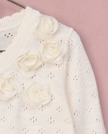 Girls Rosette Scalloped Pointelle Cardigan - Marchesa Mini x Gymboree
