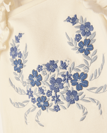 Girls Embroidered Sea Creature Ruffle Tank Top - Driftwood Bay