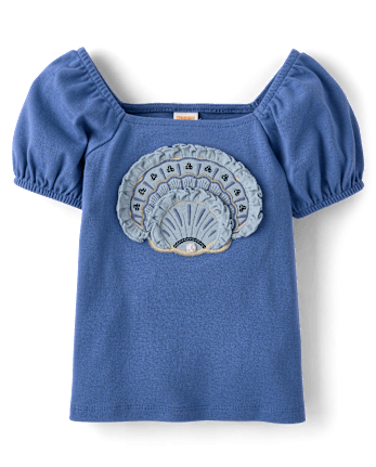 Girls Embroidered Floral Puff Sleeve Top - Driftwood Bay