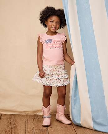 Girls Floral Tiered Ruffle Skort - Nantucket Charm