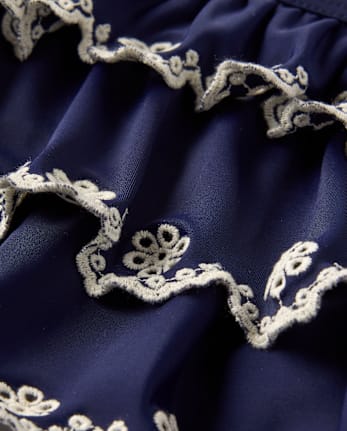 Girls Embroidered Eyelet Tiered Tankini Swimsuit - Swim Shop