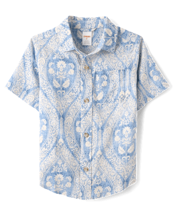 Boys Matching Family Paisley Linen-Blend Button Up Shirt - Linen Edit
