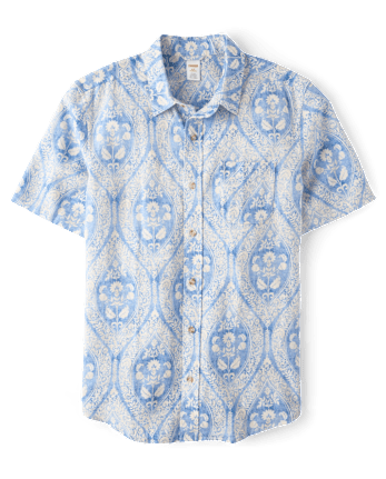 Mens Matching Family Paisley Linen-Blend Button Up Shirt - Linen Edit