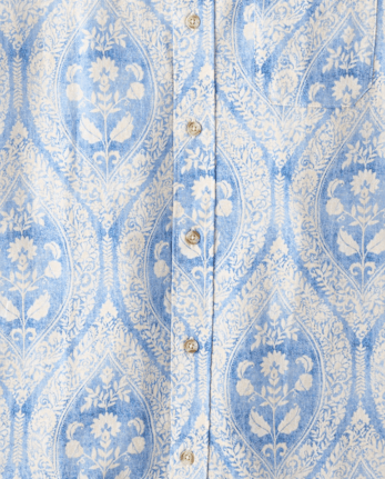 Mens Matching Family Paisley Linen-Blend Button Up Shirt - Linen Edit