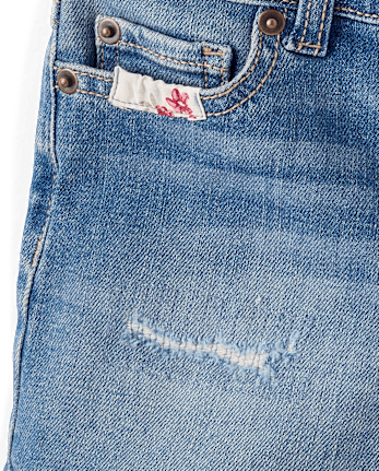 Girls Ripped Floral Patchwork Jean Shorts - Nantucket Charm