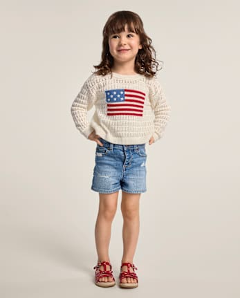 Girls Ripped Floral Patchwork Jean Shorts - Nantucket Charm